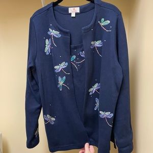 Long sleeve cardigan with sewn in tank top